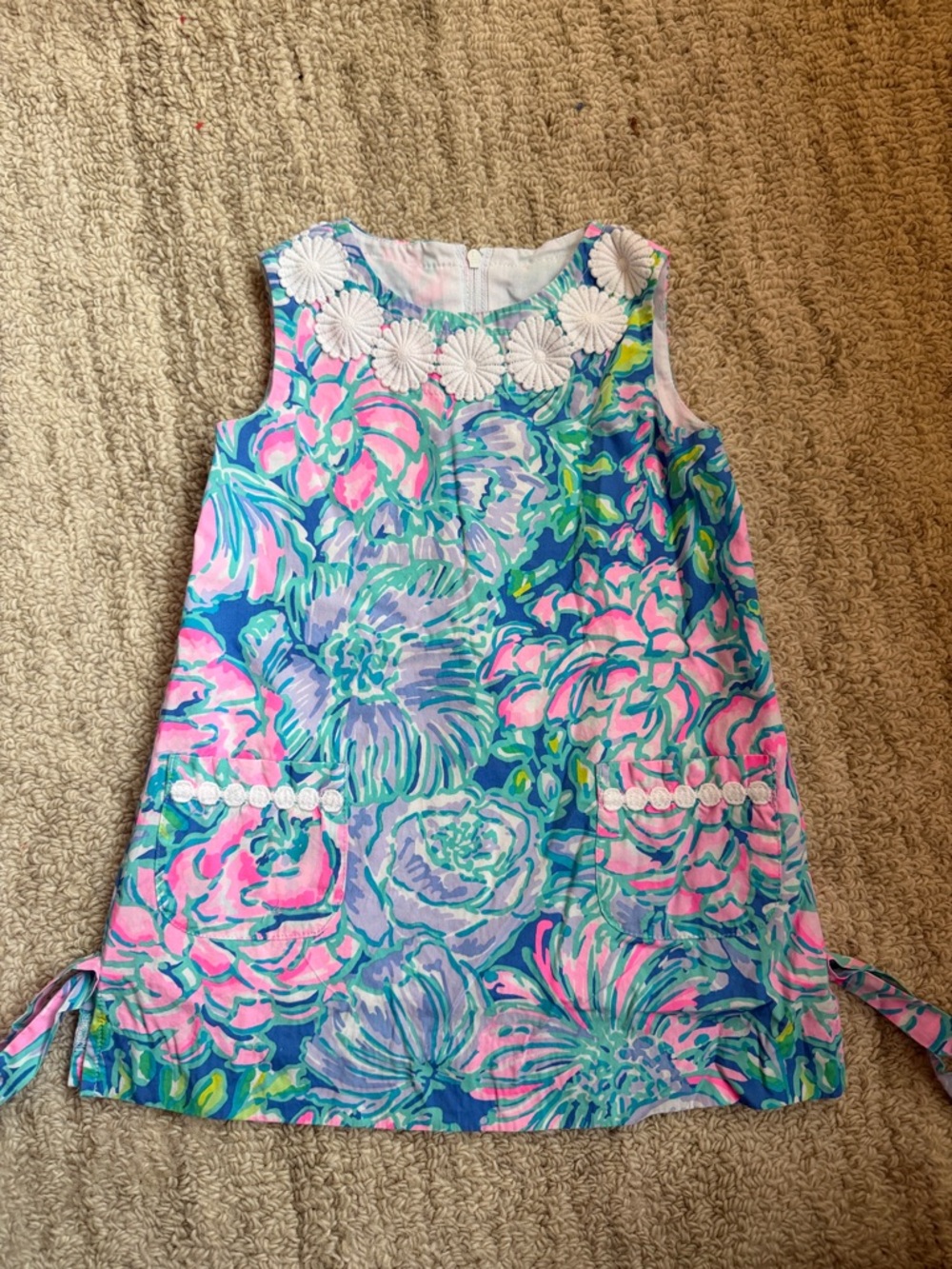 Lilly Pulitzer Girls Floral Shift Dress in Blue, Pink, Green